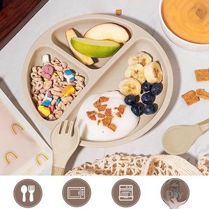 Ensemble de <span class=keywords><strong>vaisselle</strong></span> pour enfants en silicone de qualité alimentaire, sûr, avec bavoir, cuillère, fourchette, bol à manger - Product Image 3