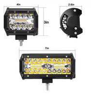Barre lumineuse de travail de voiture super lumineuse Barre lumineuse à LED stroboscopique jaune blanc de 7 pouces pour l'éclairage tout-terrain de tracteur de camion