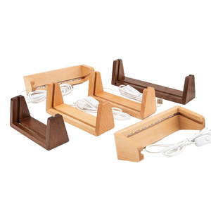 3D <b>LED</b> Warm White Mini Night <b>Light</b> Lamp Base Beech Wood Switch Control Battery Plug-in - Product Image 1