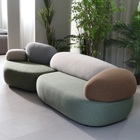 Canapé en velours à motif galet pour villa et appartement, sur mesure, avec housse amovible et lavable, ensemble de canapés en L pour projets de salon