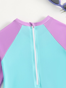 Trajes de Baño de una Pieza para Niñas, Traje de Baño Hawaiano de Manga Larga, Bonito Traje de Baño de <span class=keywords><strong>Sirena</strong></span> de Dibujos Animados, Camisetas de Playa para Surfear - Product Image 4