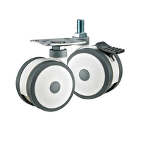 Roulettes jumelées médicales légères de 3 pouces en plastique TPR pour équipement hospitalier, équipement de salon de beauté, chariot de salon, roulement fluide et silencieux