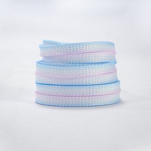 Silver wire gradient 8MM wide flat polyester <b>shoelaces</b> customized hot selling for casual sports shoes wholesale - Product Image 6