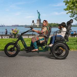 Tricycle à 2 places 1750W 60Ah avec une batterie, siège orienté vers l'avant, pour la famille, longue autonomie 200KM, puissance totale du moteur double 1750W (75 - Product Image 1