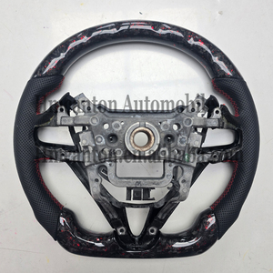 สินค้าขายดี พวงมาลัยรถยนต์ Honda Civic รุ่นที่ 8 ทำจากคาร์บอนไฟเบอร์แบบฟอร์จ  หนังแบบเจาะรู  ลายเส้น - Product Image 6