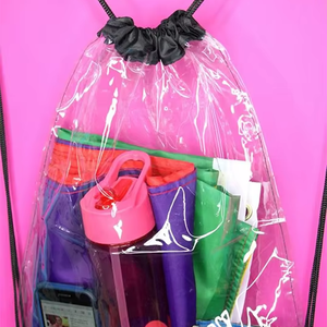 Stylish Waterproof Transparent Drawstring Backpack Clear PVC Tote with Custom Logo Cost-Effective Promotional Sportpack