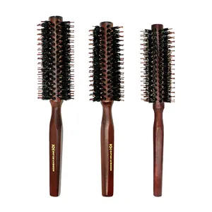 Round Hair Brush Extra Long Wooden Handle Round Hair Brush Curly Hair Round Brush With Boar Bristle