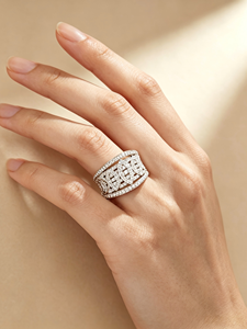 Anillo de cóctel de lujo con diamantes, anillo geométrico llamativo para mujer, joyería glamurosa de boda con micro pavé de diamantes naturales - Product Image 3
