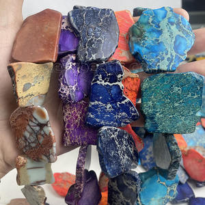 גדול צורה חופשית קיסרי ג 'ספר חרוזים Slice, אקווה טרה ג' ספר ים משקעי ג 'ספר שטוח לוח אבן חרוזים להכנת תכשיטים - Product Image 2