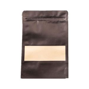 Sachet alimentaire sec en papier kraft avec fermeture éclair plate et fenêtre, personnalisable avec logo, 18x26cm, pack promotionnel - Product Image 1