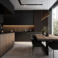 CBMMart 2025 Noir préfabriqué intégré intégré cuisine intelligente 2024 nouveautés cuisine avec îlot en bois cuisine cabienet