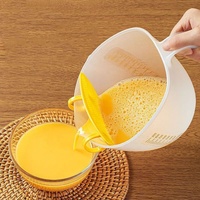 Tasse à mesurer en plastique pour la cuisson de la cuisine, bol de filtre à liquide à œufs multifonctionnel transparent et durable avec échelle