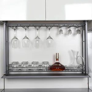 Automatic shelf lift Decorative Wall Mounted Wine Rack Bottle Storage