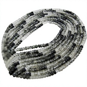 Cuentas Redondas de Cuarzo Rutilado Negro Natural de 4-5 mm para la Fabricación de Joyas, Hilo de 13 Pulgadas - Product Image 1