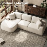 Canapé modulable en forme de L de luxe style crème, avec compression douce, pour salon, trois places, en mousse à mémoire de forme