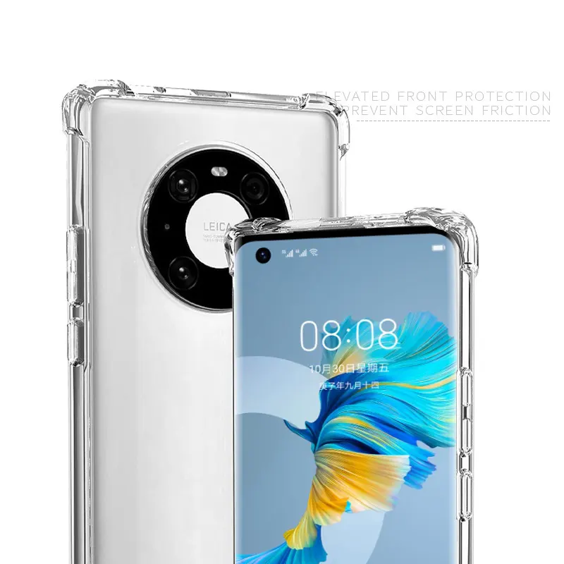 Wholesale Price Waterproof Transparent Soft Clear Acrylic Pc Tpu Mobile Phone Case For Huawei Mate 40 30 Pro Mate 30E Nova