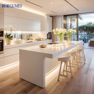 Meuble de cuisine laqué moderne à haute brillance en bois pleine maison personnalisé - Product Image 6