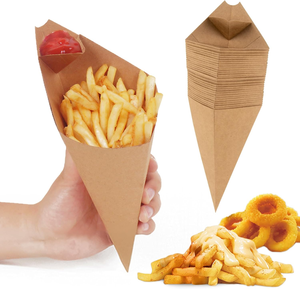 Daldırma sos bölmesi gıda Kraft kağıt koni patates kızartması bardaklar ile özel Logo tek kullanımlık karton patates kızartması tutucu - Product Image 1