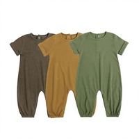 Vêtements pour bébés unisexes en gros Kids Tales, barboteuses d'été à fermeture par boutons-pression, manches courtes, couleur unie, personnalisables ODM OEM, lavables