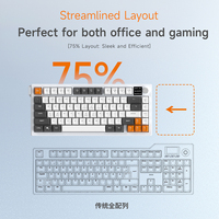 AJAZZ Keyboard Mekanik 75 Persen Layout 80 Tombol Tiga Mode Layar Digital Tombol Multimedia RGB Backlit Baterai 4000Mah