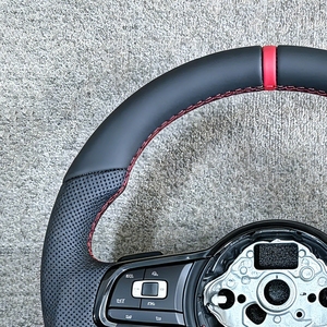 พวงมาลัยหุ้มหนังครึ่งวงแบบไม่มีปุ่ม R Line สำหรับรถยนต์ Volkswagen VW Golf 6 7 7.5 MK 6 7 7.5 GTE R Polo <span class=keywords><strong>GTI</strong></span> Polo Passat CC B8 <span class=keywords><strong>Jetta</strong></span> - Product Image 5