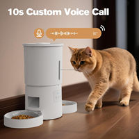 Distributeur automatique de nourriture pour chats avec double gamelle anti-renversement, 5L, Wi-Fi 2.4G, application, 10 repas/jour, enregistrement vocal, pour 2 chats