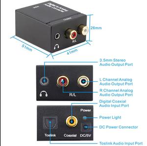 DAC Óptico Coaxial, Precio al por Mayor, Conversor Digital a Analógico de 192kHz con Salida RCA y de <span class=keywords><strong>3</strong></span>.5mm - Product Image 3