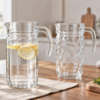 Carafe en verre de 1100 ml avec poignée et couvercle, sans plomb, pour eau, jus, distributeur de boissons pour porte de réfrigérateur, pot à thé au lait