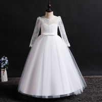 Robe de Cérémonie Élégante pour Grande Fille de Haute Qualité à Col Rond, Blanche, Idéale pour Bal ou Mariage, 5-14 Ans