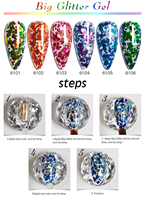 L&M 2025 Vernis à ongles gel UV Soak-off à gros paillettes 8g 6 couleurs Non toxique Marque privée OEM/ODM disponible