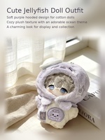 Vêtements personnalisés pour poupées méduse violettes 10cm 20cm, combinaison à capuche en coton pour poupées en peluche, tenue de remplacement mignonne, vente en gros