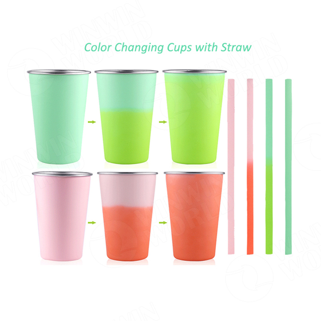 Color Changing Cold Coffee Cup With Color Changing Straw Insulated Color Changing Tumbler Coffee Cup Magic Mug