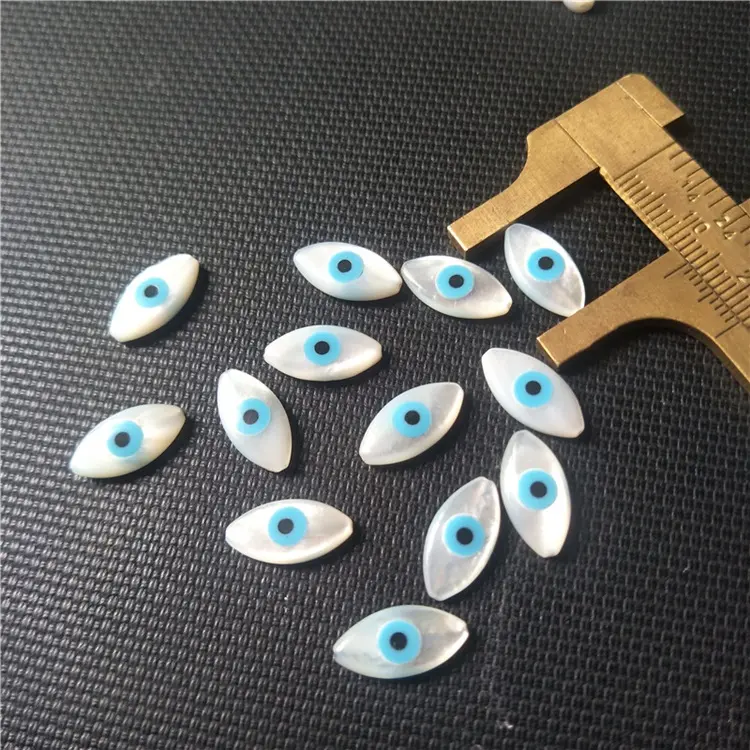 Wholesale mother of pearl 6x12mm MOP devil eye marquise shape pendant white pearl loose gemstone