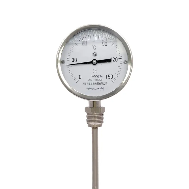 Hoge Kwaliteit Wss 100Mm Olie Gevulde 0-120 Waterdicht En Schokbestendig Bimetaal Thermometer Met 1/2 "Npt 4 inch Wijzerplaat