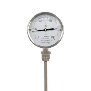 Bimetal Thermometer High Quality WSS 100mm Oil Filled 0-120 Waterproof And Shockproof Bimetal Thermometer With 1/2"NPT 4 Inch Dial