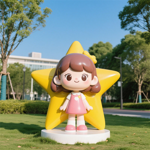 Sculpture de Fille Mignonne Cinq Étoiles D141, Statue Personnalisée en Fibre de Verre, Ornements Décoratifs pour Projet de Décoration de Parc et Aménagement Paysager - Product Image 1