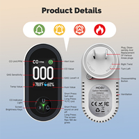 Sensor Suhu dan Kelembapan 3-in-1/4-in-1 Detektor Gas Beracun & Karbon Dioksida Alarm Suara+Lampu Plastik ABS untuk Dapur & Garasi