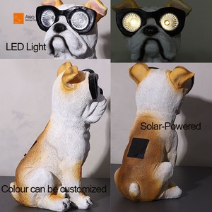 Cartone animato simulazione animale palla solare incandescente <span class=keywords><strong>tutti</strong></span> <span class=keywords><strong>i</strong></span> tipi di cane in resina artigianato per balcone ornamenti da giardino cucciolo cane luce solare - Product Image 4