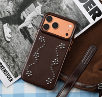 Étui de téléphone en similicuir Zenos Vintage de luxe avec décorations métalliques pour iPhone 18 Pro Max, fournisseur de commandes en gros avec logo personnalisé