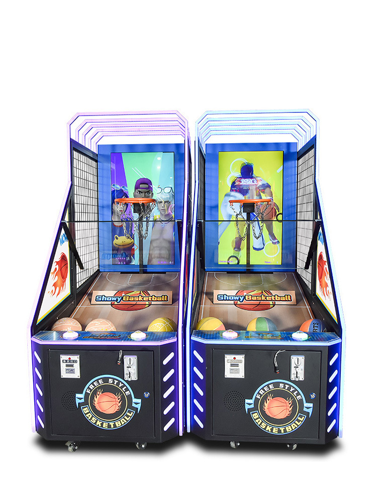 Commercial Grade Basketball Arcade Machine with Scoreboard and Ticket Dispenser - Coin-Operated Entertainment System
