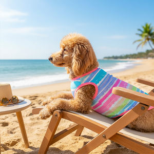 Chemise pour animaux de compagnie chien respirant doux sans manches chemises avec bateau de mer étoiles de mer imprime chien chat vêtements d'été chien été débardeurs - Product Image 5