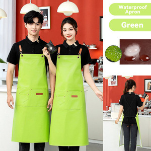 HUAN TE PU Soft Leather Twill Apron Logo Printing Waterproof ,Oil-Proof for Catering Restaurant Supermarket Kitchen Work <b>Clothes</b> - Product Image 6