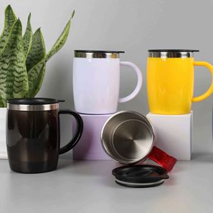 Stainless Steel Insulated <b>Coffee</b> Mug With Handle and Lid, Vacuum <b>Flask</b> Bottle Design, Custom Logo - Product Image 2