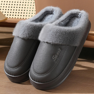 รองเท้าแตะผู้ชายไซส์ใหญ่พิเศษสำหรับฤดูหนาว ผ้าฝ้ายบุขนด้านใน กันลื่น อุ่นสบาย พื้น PU หนานุ่ม ระบายอากาศได้ดี - Product Image 6