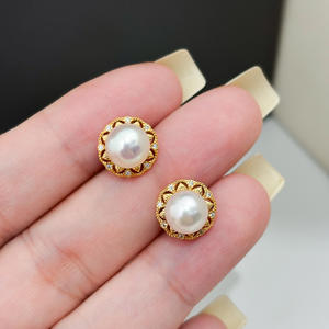 ต่างหูเงินแท้ S925 พร้อมลูกปัดกลมขนาด 5-8 มม. อุปกรณ์ทำต่างหูมุก DIY แฟชั่นทันสมัย ต่างหูแบบเปล่า รุ่น 22281 - Product Image 4