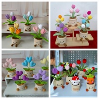 Plante en pot de lys du val de la vallée au crochet, fleurs artificielles en laine faites à la main, dégradé floral, décoration pour mariage, cadeaux de fête des mères