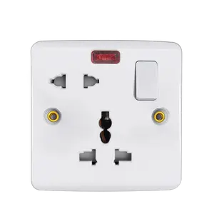 VBQN Interruptor y enchufe 16A Interruptor universal de 5 pines y enchufe de pared con neón