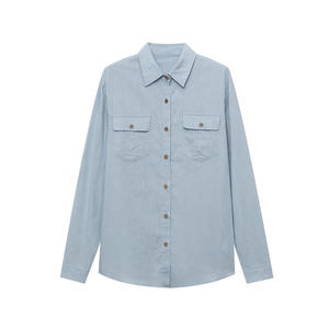 <span class=keywords><strong>Camicia</strong></span> Casual Autunnale Unisex con Colletto Rovesciato in <span class=keywords><strong>Misto</strong></span> <span class=keywords><strong>Lino</strong></span> e Doppie Tasche - Product Image 2