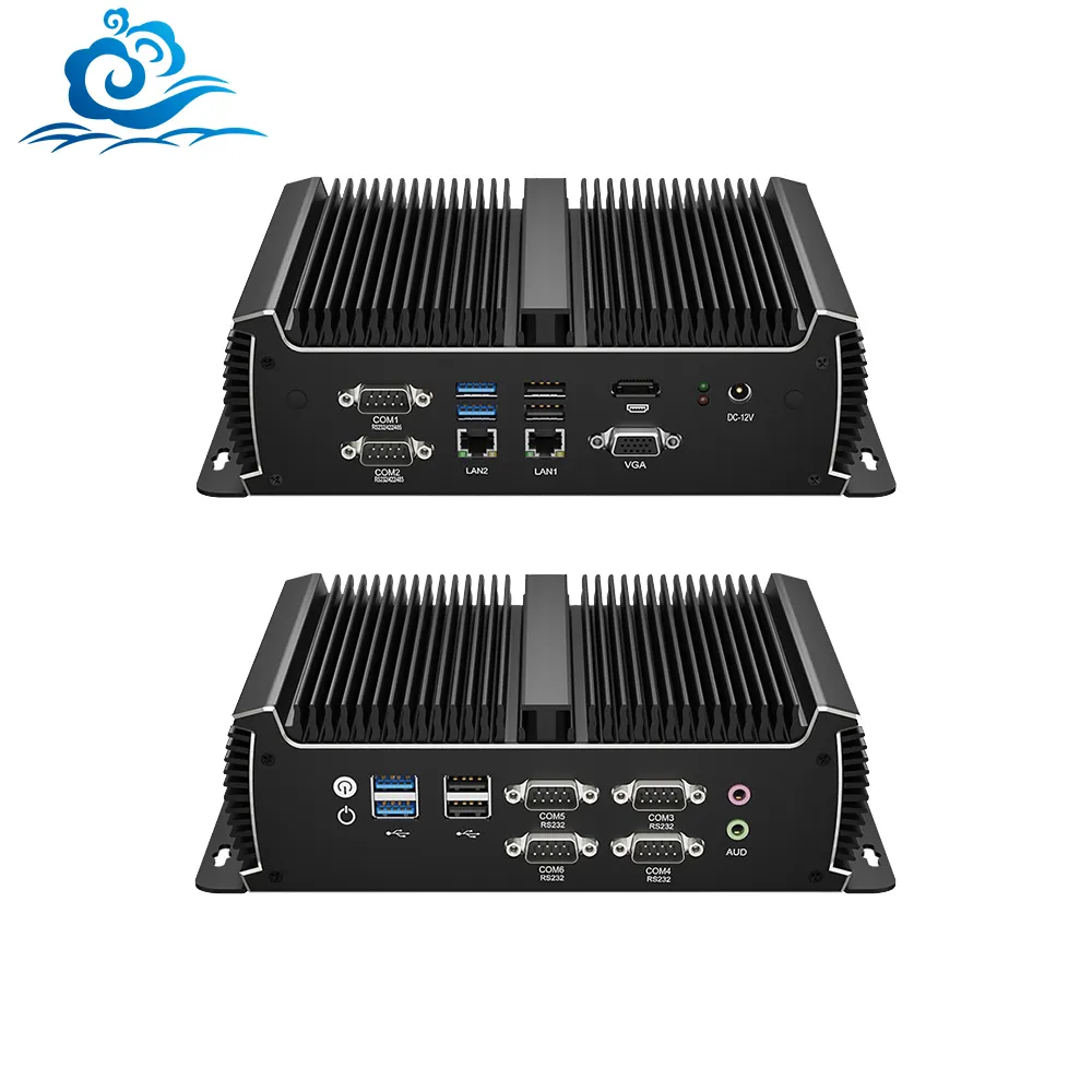 Intel core i5 i7 Mini PC 2 Ethernet LAN 6 RS232 RS485 COM Linux Win11 GPIO fansız Minipc Computadoras endüstriyel bilgisayar