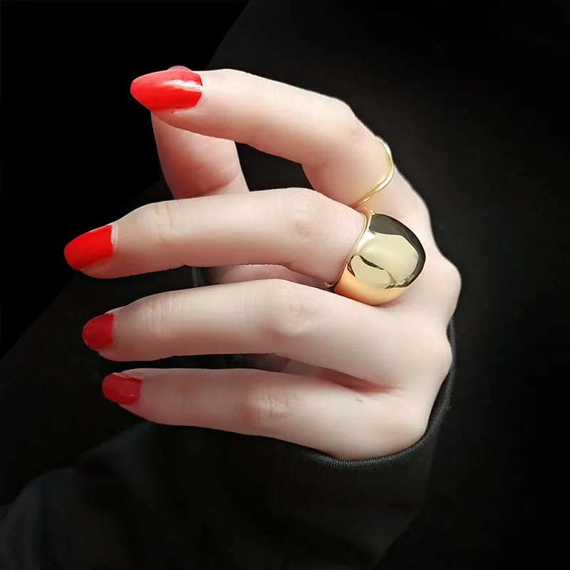 22Mm Breedte Hoge Kwaliteit Womens Fashion Vinger Ring 18K Vergulde 316l Rvs Chunky Dikke Blank Rings voor Vrouwen